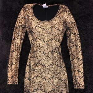 Homecoming gold and black dress, open back